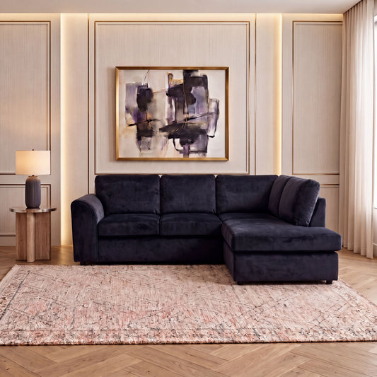 Plush Velvet Full Back L Shape Sofa