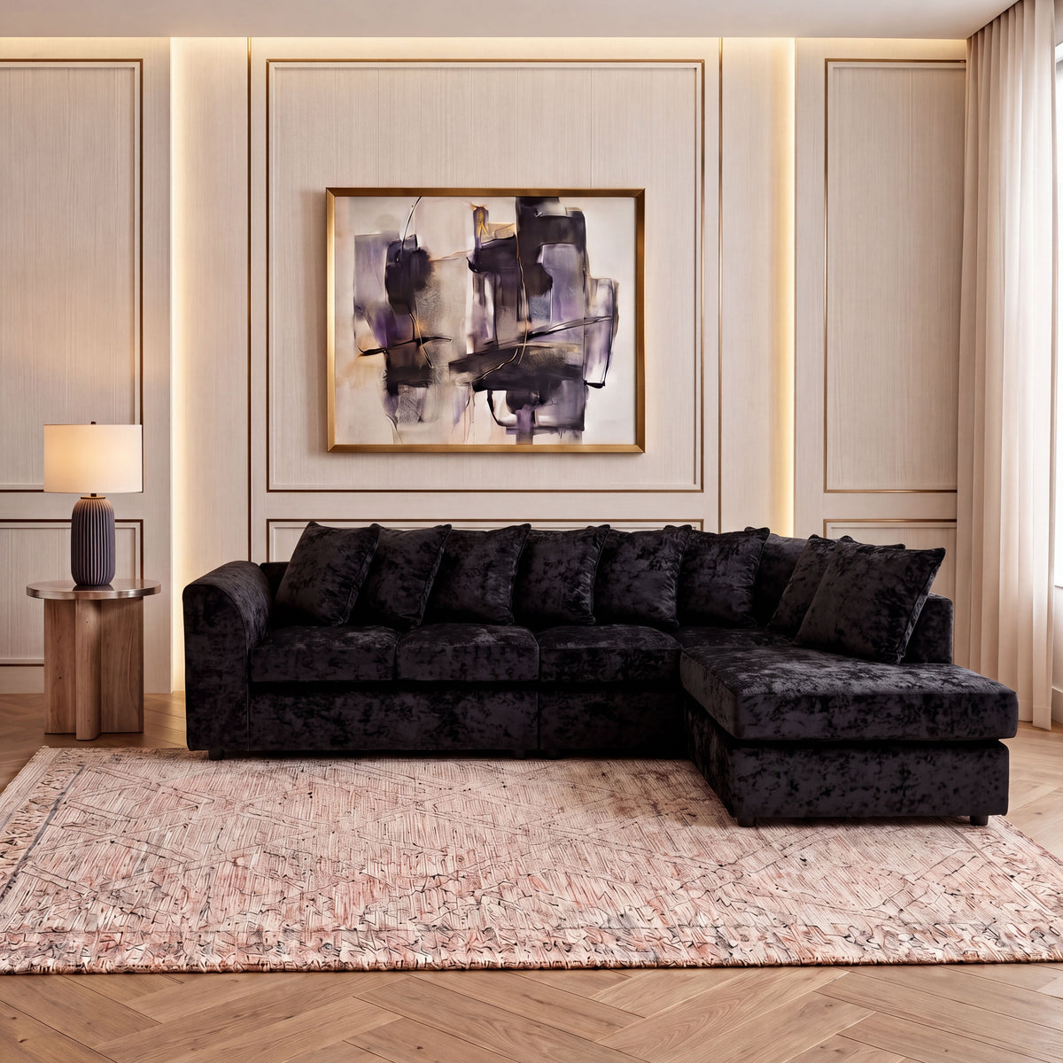 Crushed Velvet Scatter Back XL L Shape Sofa