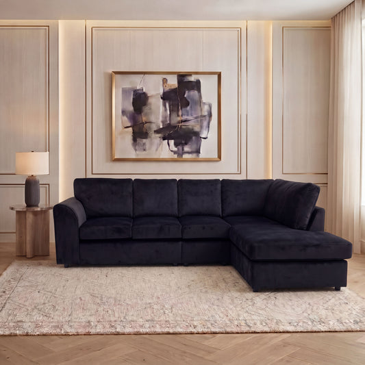 Plush Velvet Full Back XL L Shape Sofa