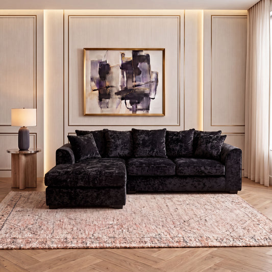 Crushed Velvet Scatter Back L Shape Sofa