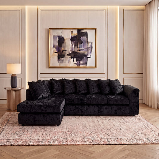 Crushed Velvet Scatter Back XL L Shape Sofa