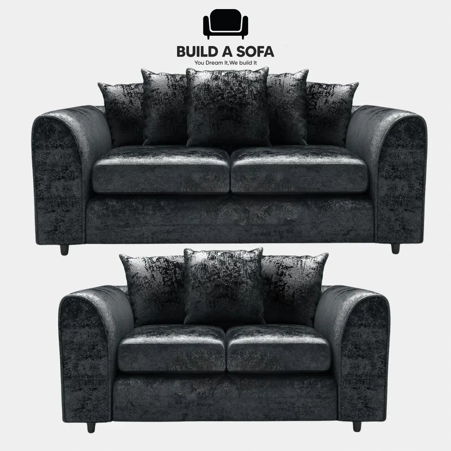 Crushed Velvet Scatter Back Sofa Set