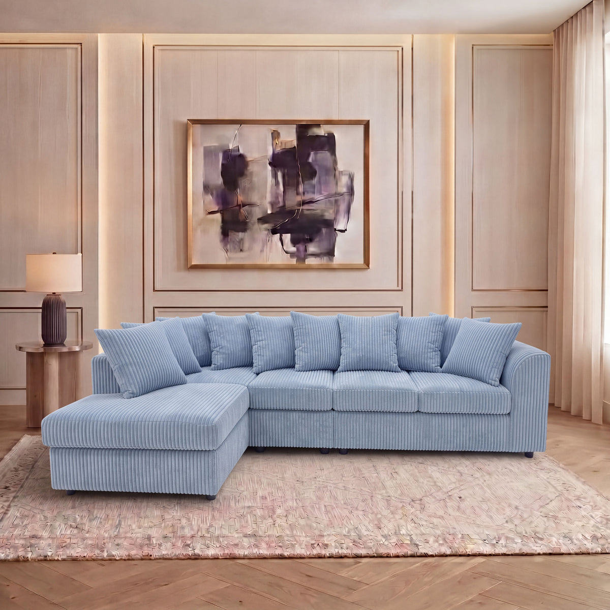 XL Jumbo Cord Fabric L Shape Scatter Back Sofa
