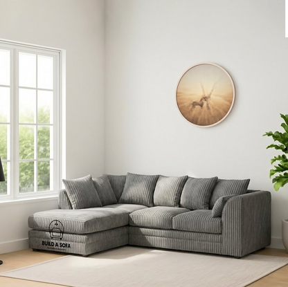 Jumbo Cord Fabric L Shape Scatter Back Sofa