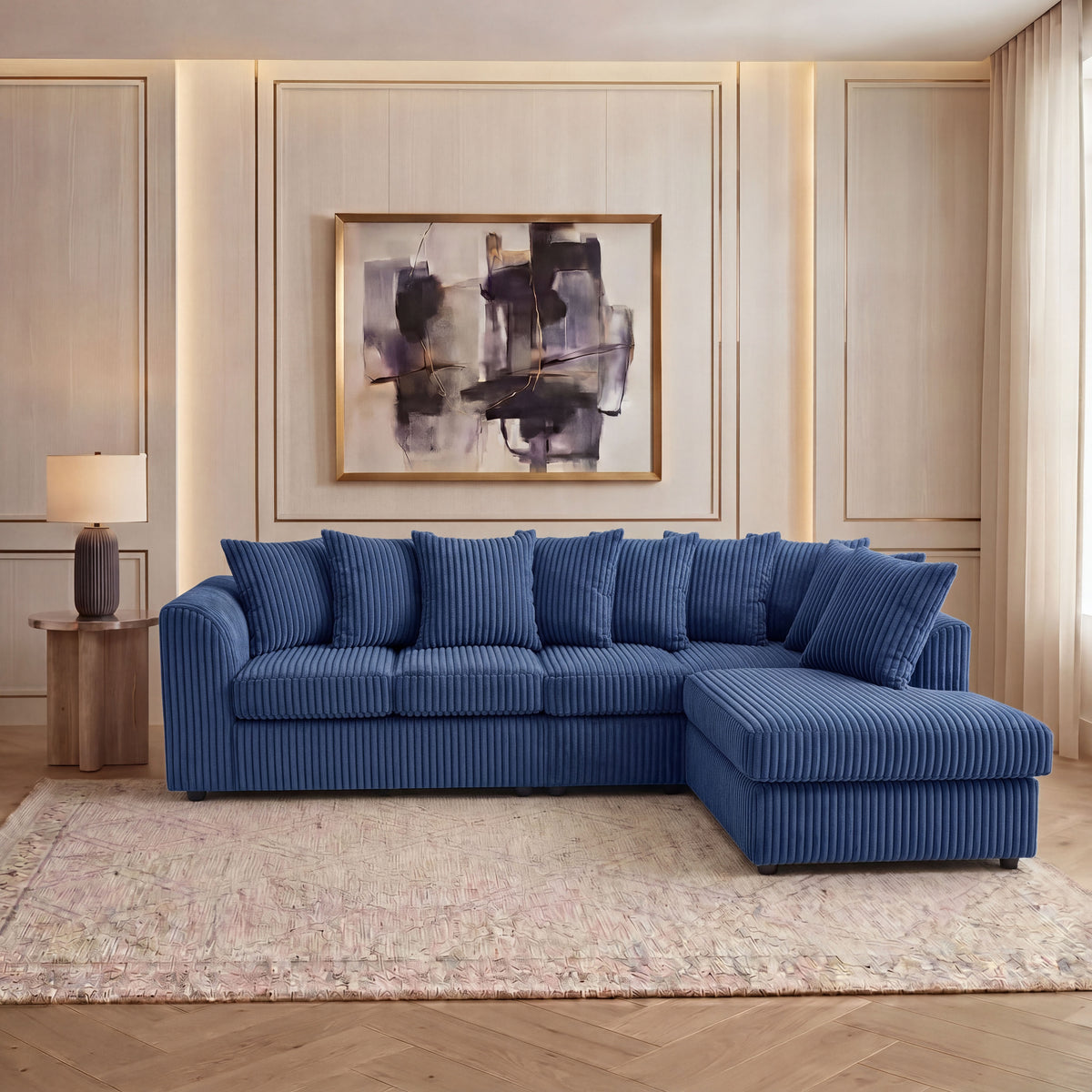 XL Jumbo Cord Fabric L Shape Scatter Back Sofa