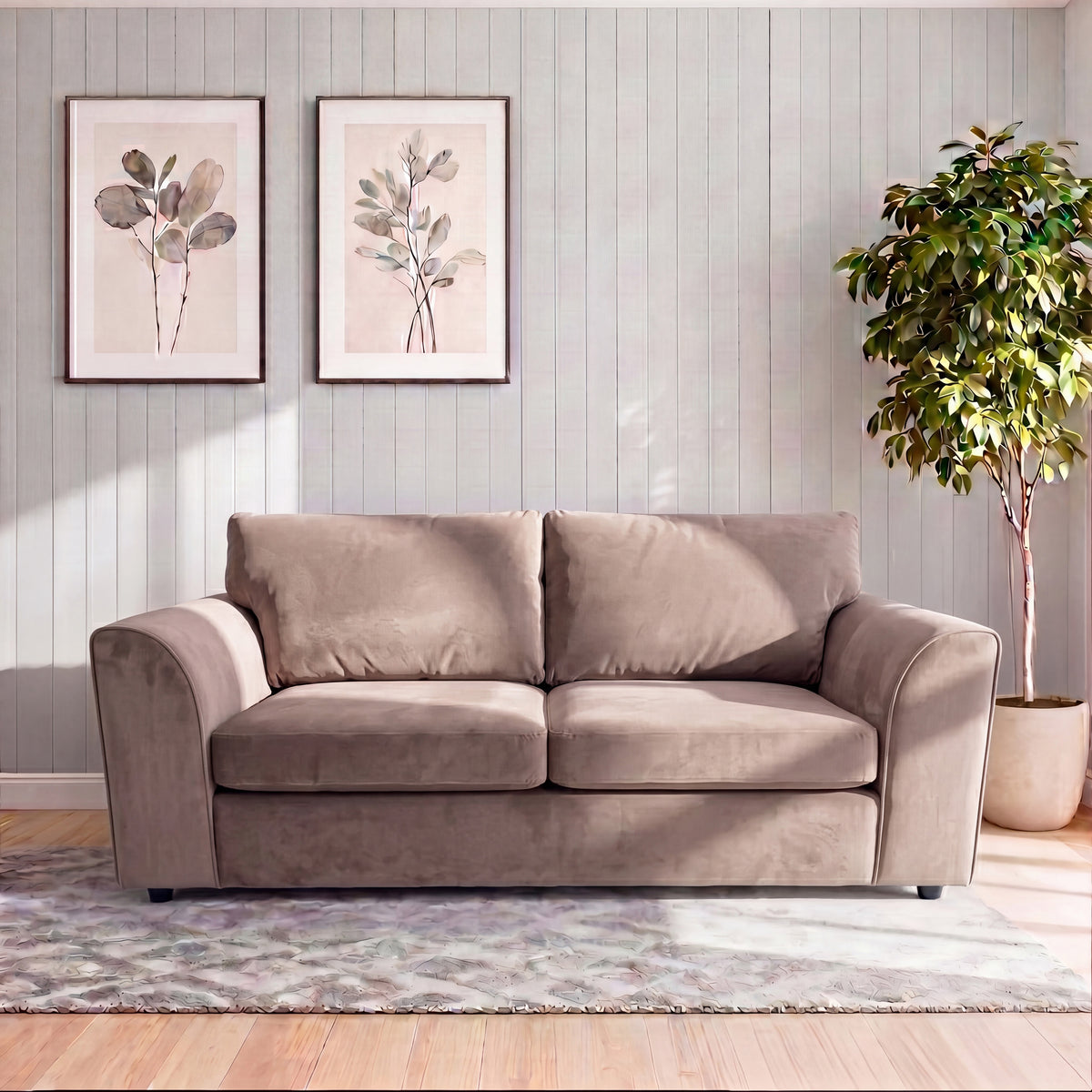 Plush Fabric Full Back Sofa Set