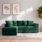 Plush Velvet Scatter Back L Shape Sofa