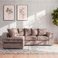 Plush Velvet Scatter Back L Shape Sofa