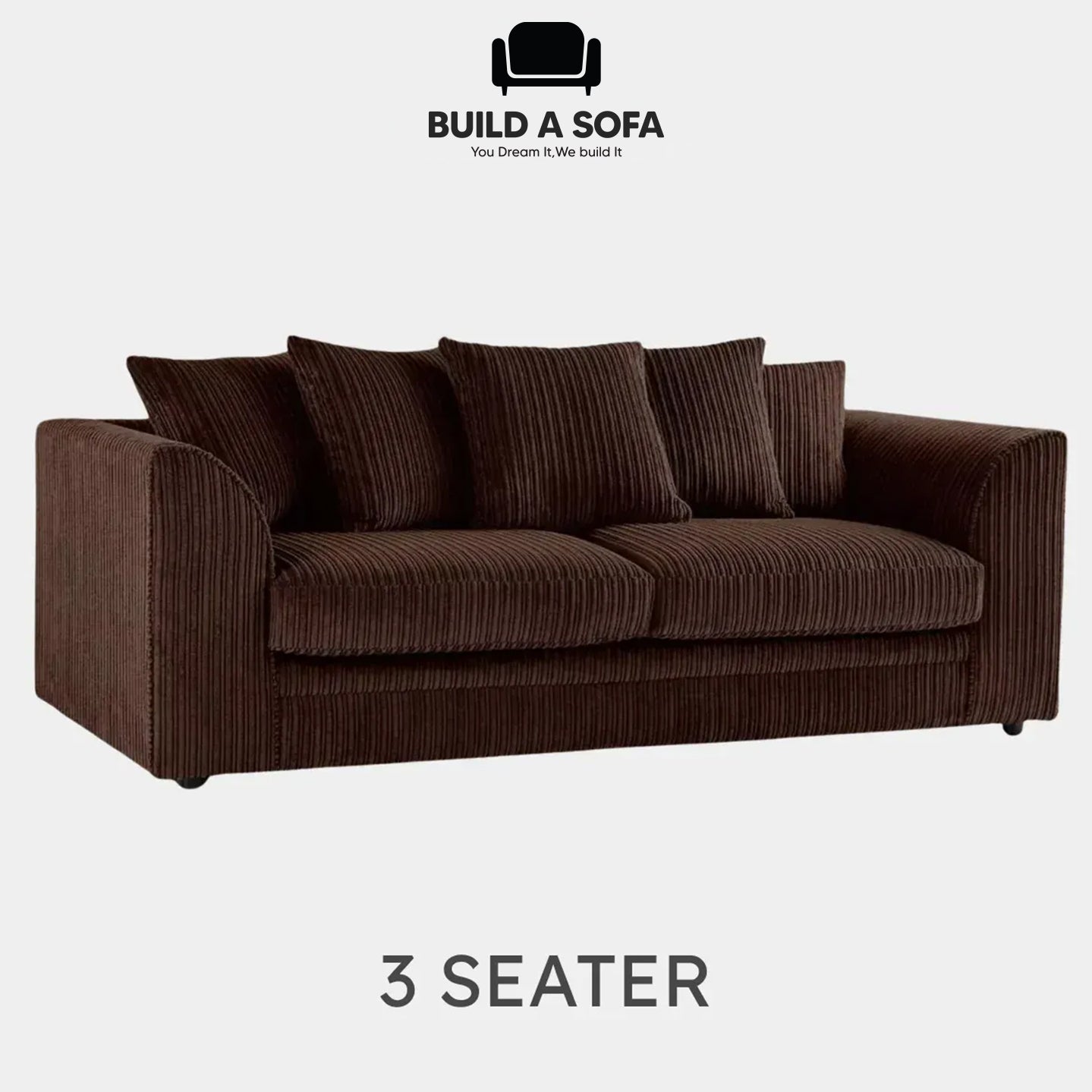Luxury Jumbo Cord Fabric Scatter Back Sofa Set