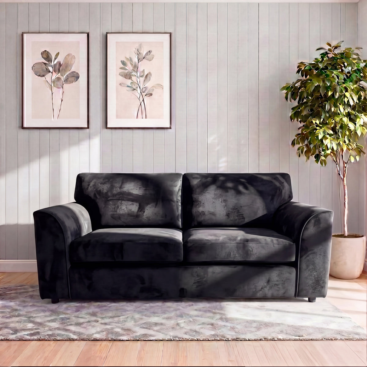 Plush Fabric Full Back Sofa Set