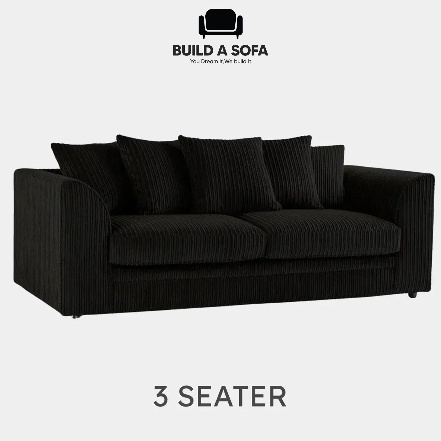 Luxury Jumbo Cord Fabric Scatter Back Sofa Set