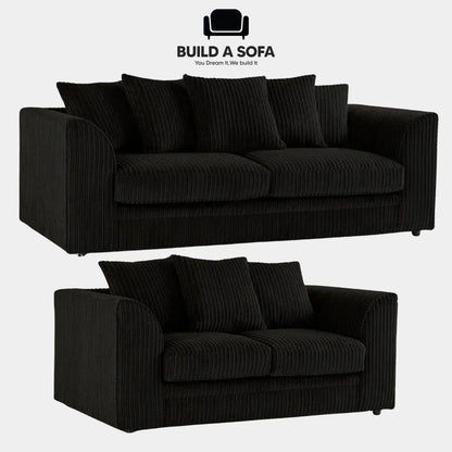 Luxury Jumbo Cord Fabric Scatter Back Sofa Set