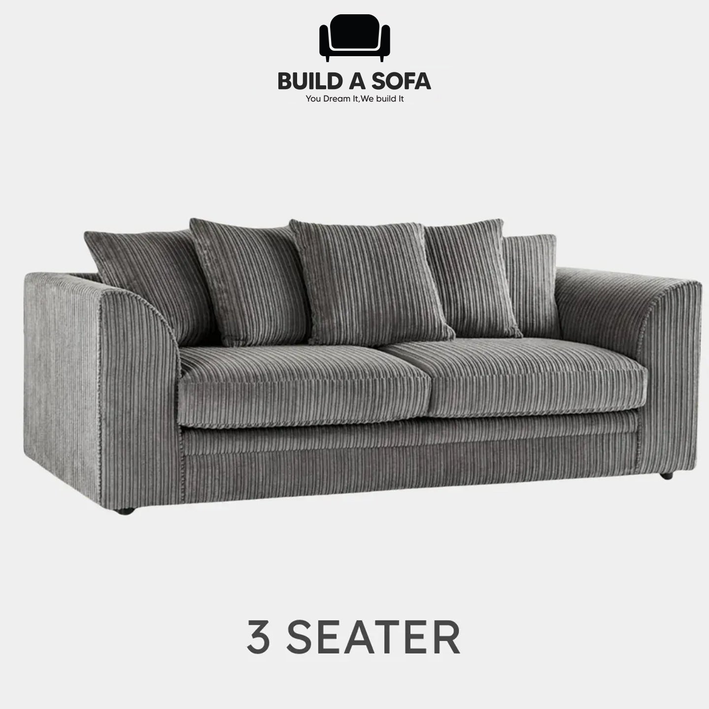 Luxury Jumbo Cord Fabric Scatter Back Sofa Set