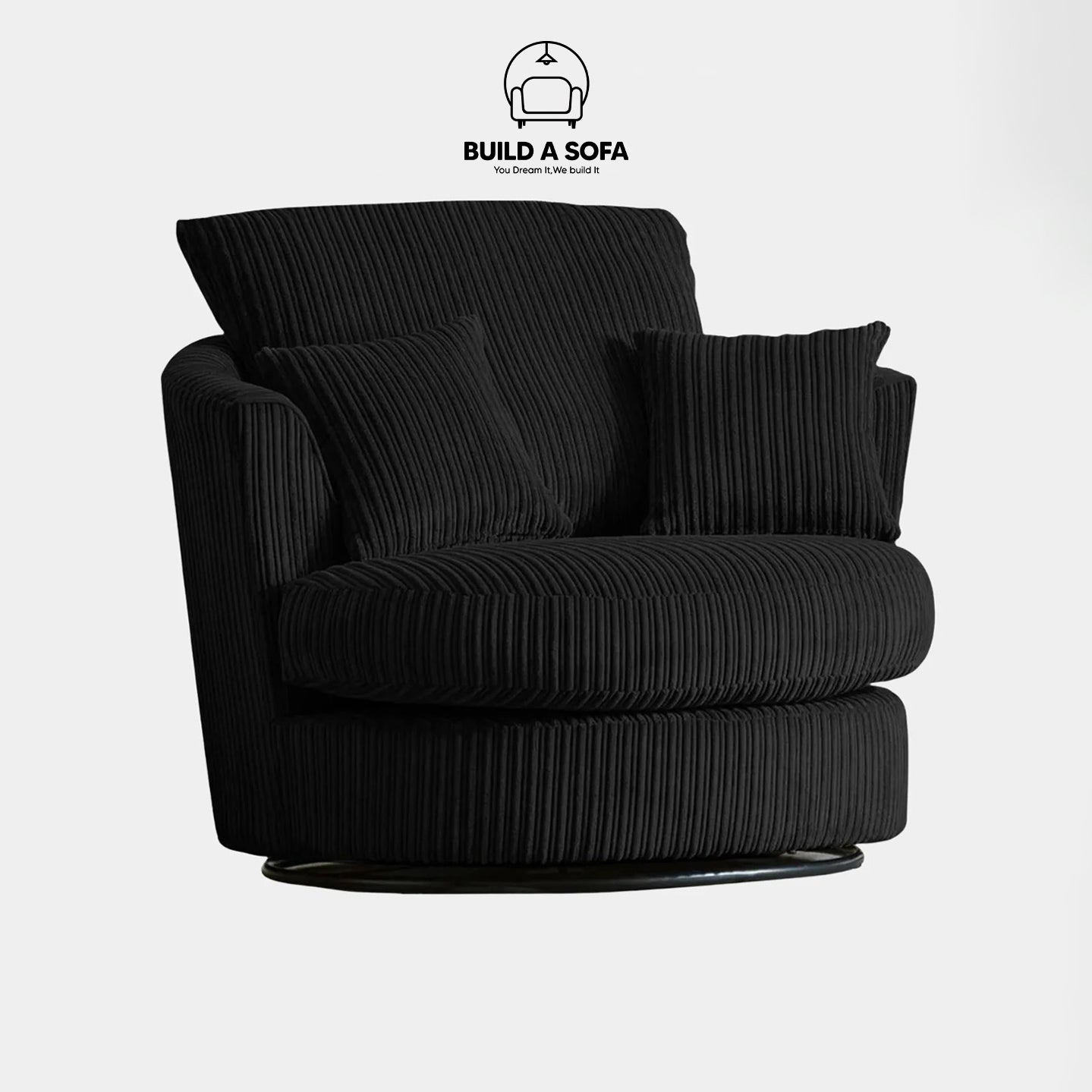 Jumbo Cord Fabric Swivel Chair