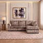 Crushed Velvet Full Back L Shape Sofa