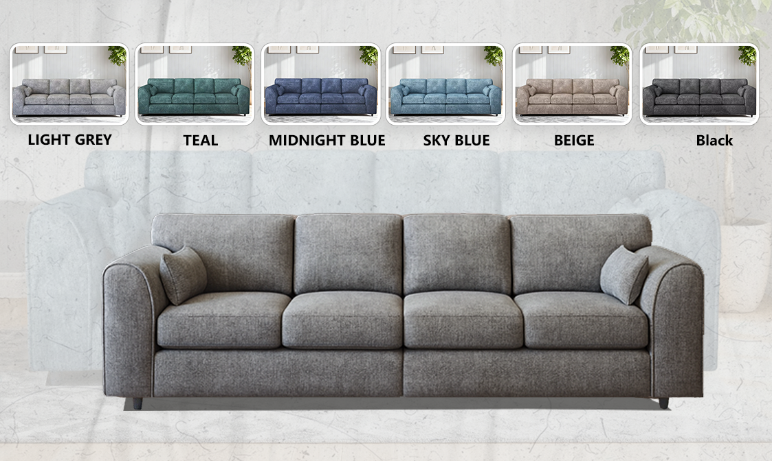 Alaska Fabric 4 Seater Full Back Sofa extra image 1