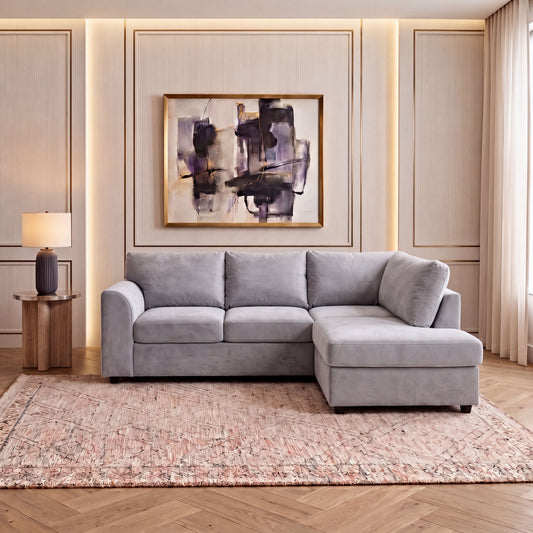 Plush Velvet Full Back L Shape Sofa