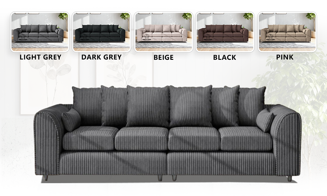 Jumbo Cord Fabric 4 Seater Scatter Back Sofa extra image 1
