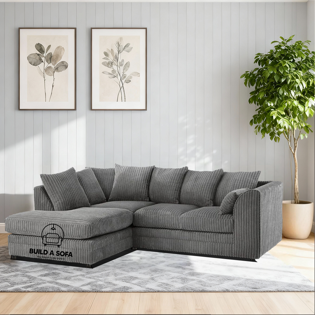 Jumbo Cord Fabric Corner Scatter Back Sofa