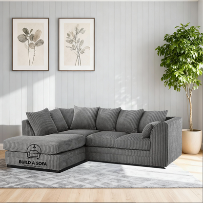 Jumbo Cord Fabric Corner Scatter Back Sofa