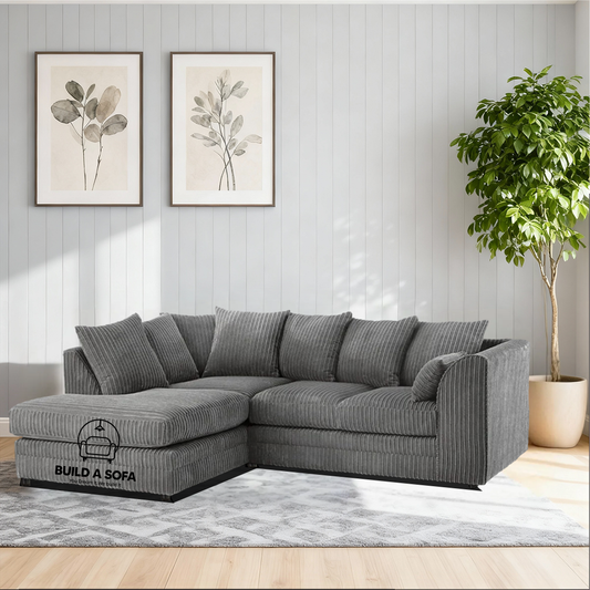 Jumbo Cord Fabric Corner Scatter Back Sofa