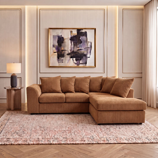 Jumbo Cord Fabric L Shape Scatter Back Sofa