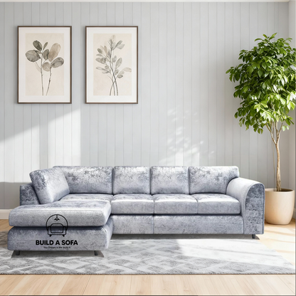 Crushed Velvet Full Back XL L Shape Sofa