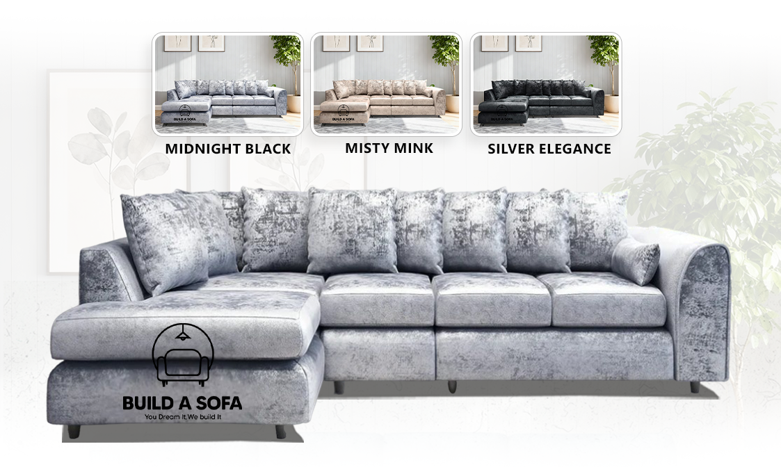 Crushed Velvet Scatter Back XL L Shape Sofa extra image 1