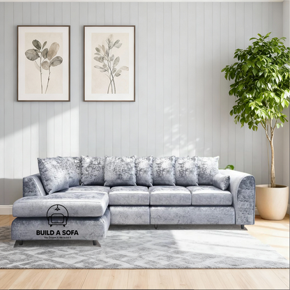 Crushed Velvet Scatter Back XL L Shape Sofa