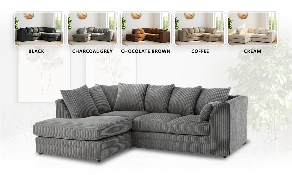 Jumbo Cord Fabric L Shape Scatter Back Sofa extra image 1