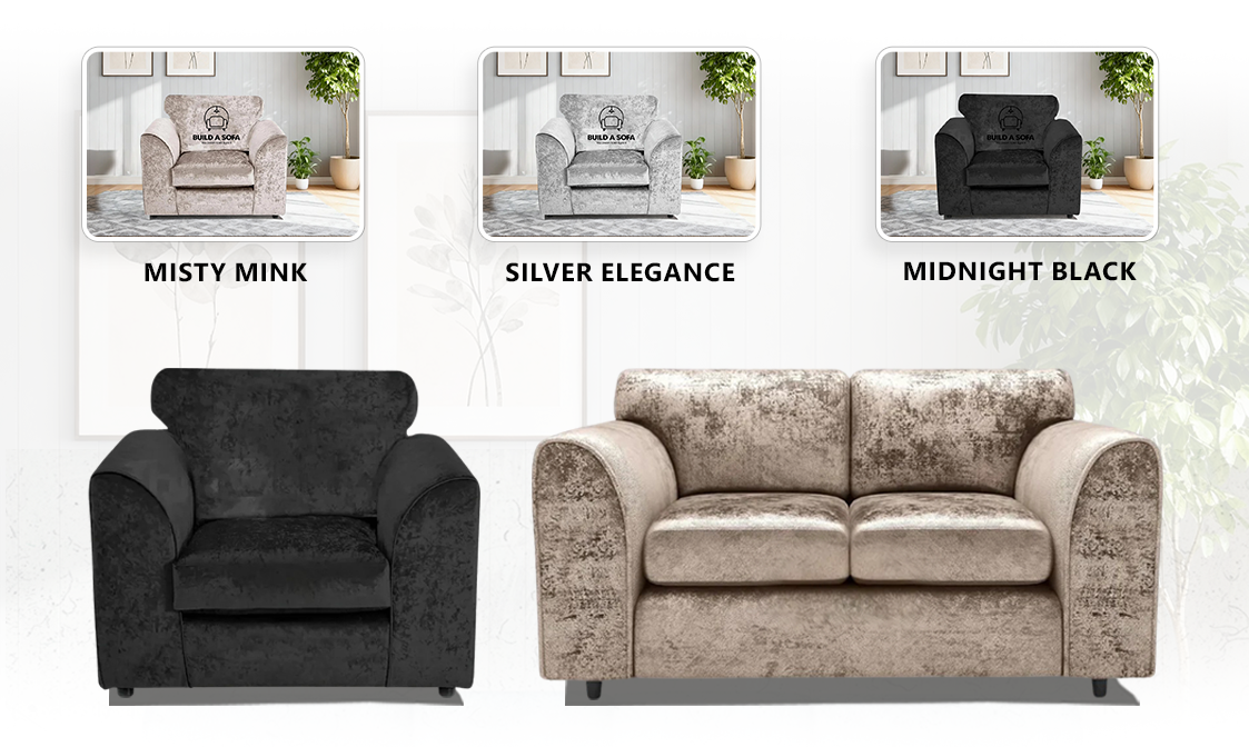 Crushed Velvet Full Back Sofa Set extra image 1