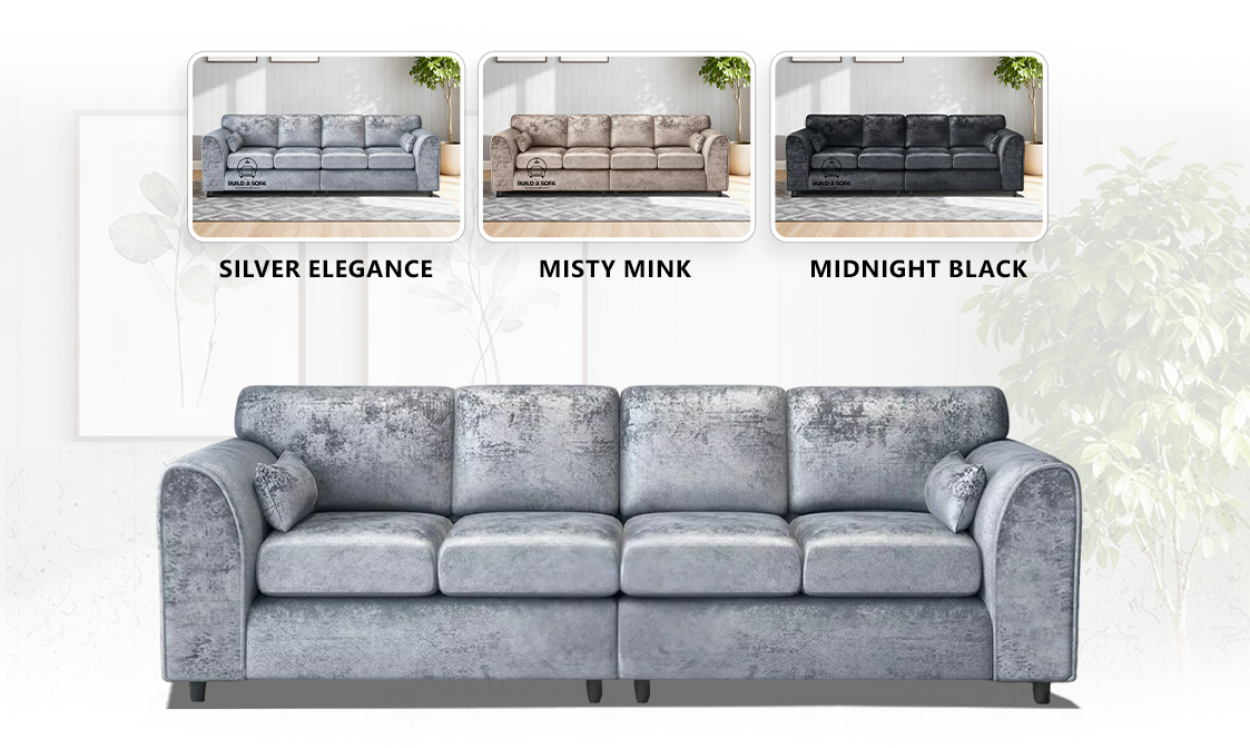 Crushed Velvet 4 Seater Full Back Sofa extra image 1