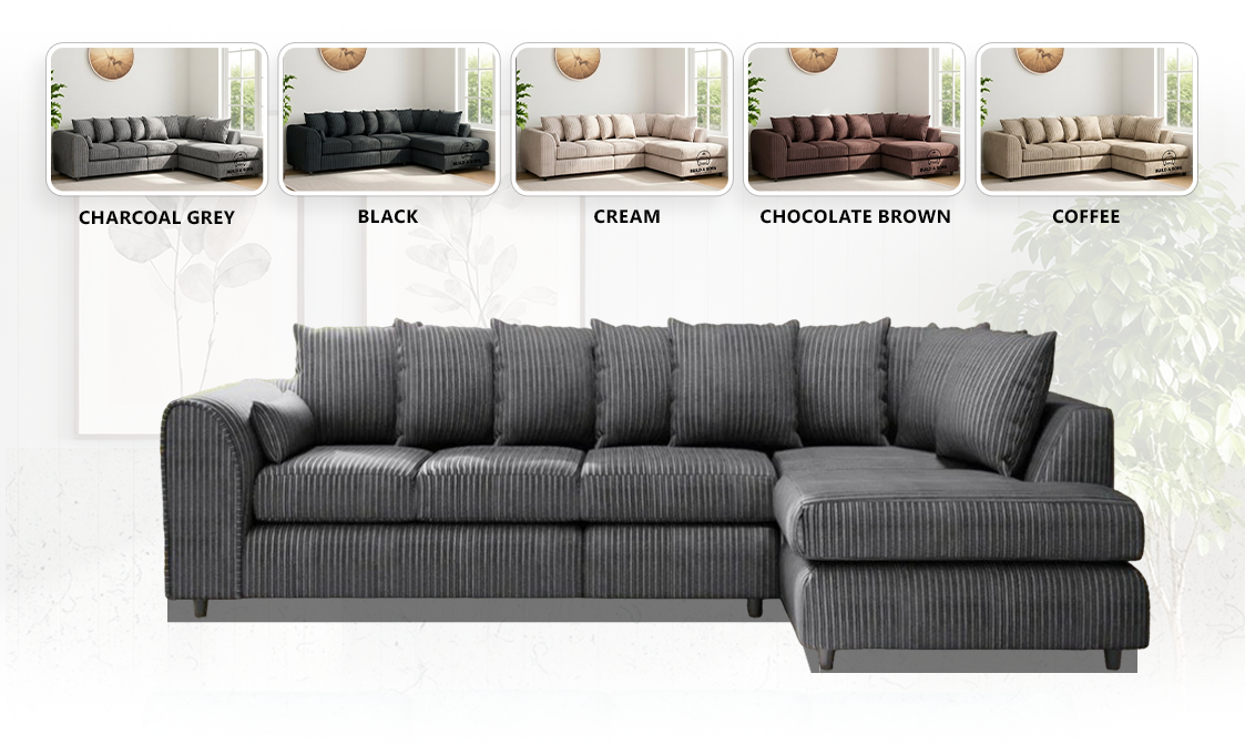 XL Jumbo Cord Fabric L Shape Scatter Back Sofa extra image 1