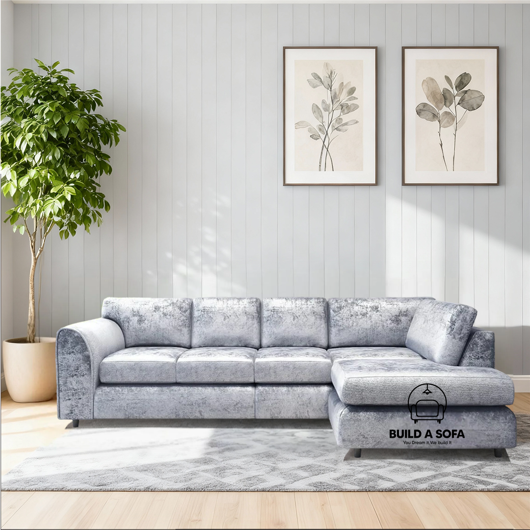 Crushed Velvet Full Back XL L Shape Sofa