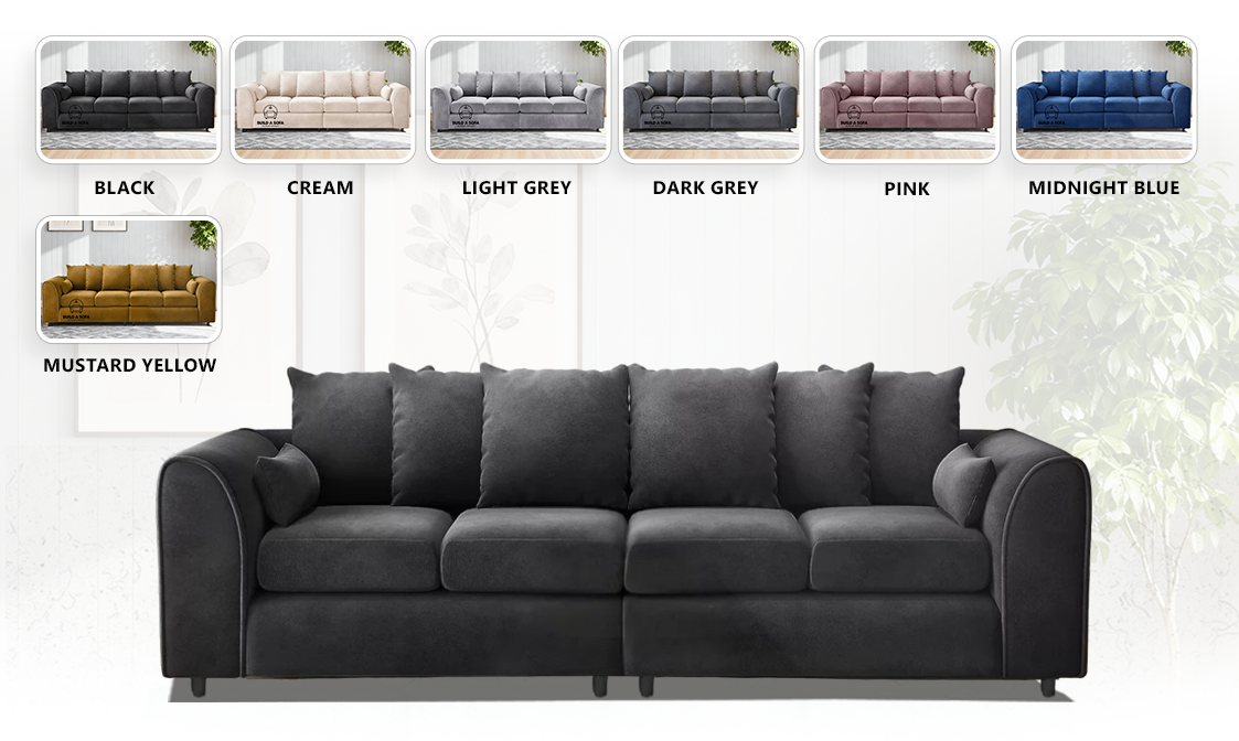 Plush Fabric 4 Seater Scatter Back Sofa extra image 1