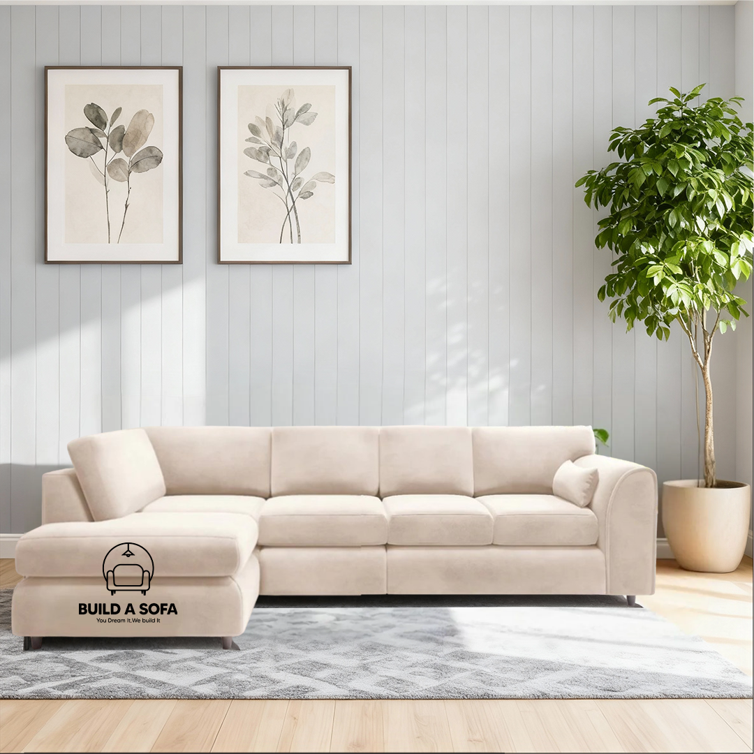 Plush Velvet Full Back XL L Shape Sofa