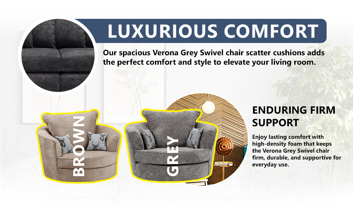 Verona Grey Swivel Chair – Classic Design extra image 2