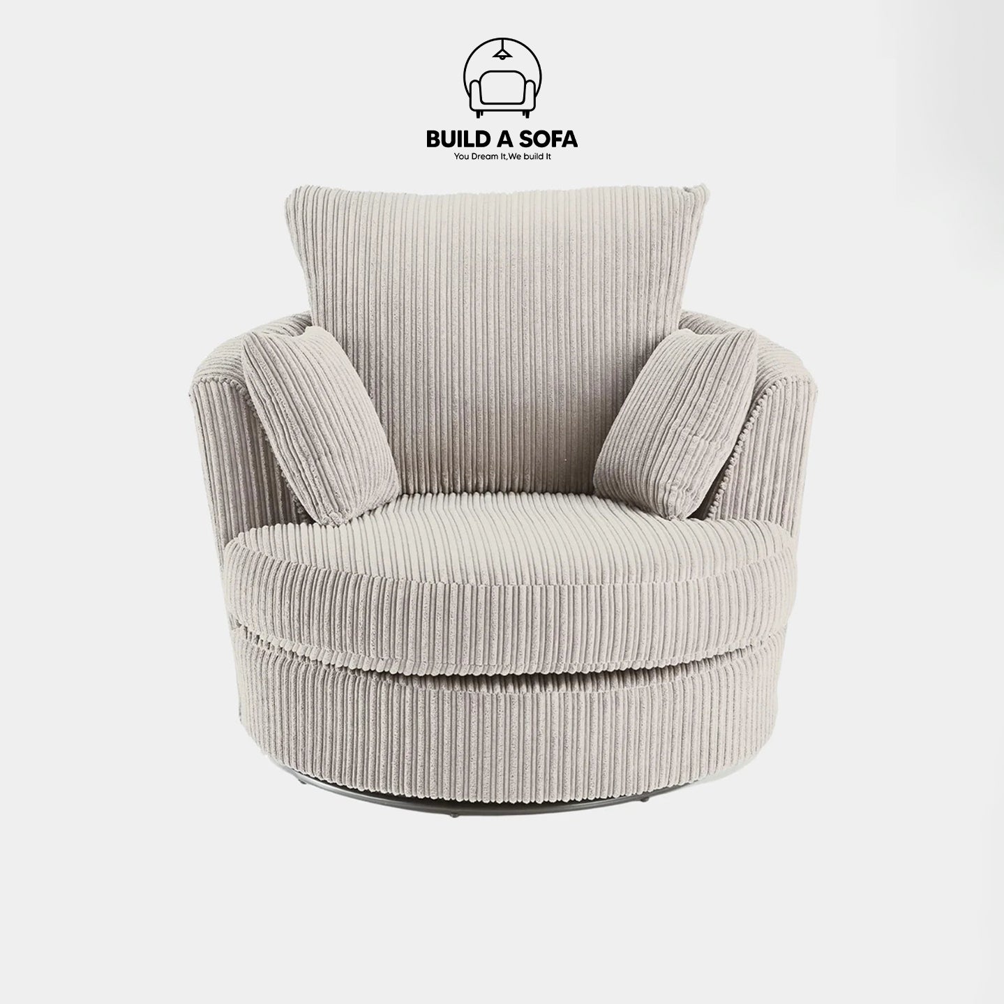 Jumbo Cord Fabric Swivel Chair