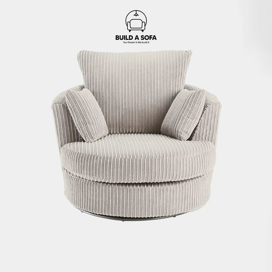 Jumbo Cord Fabric Swivel Chair