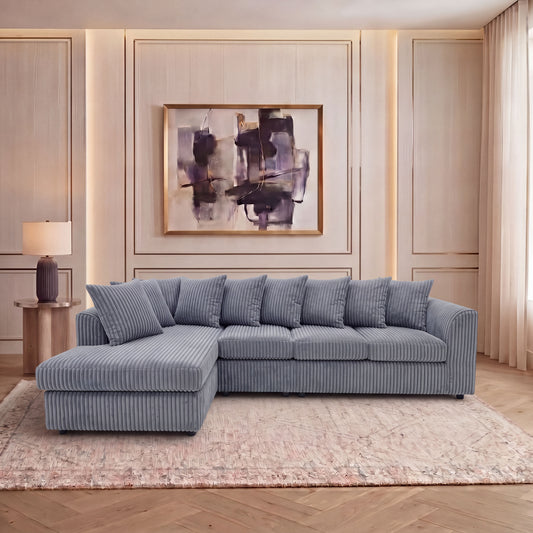 XL Jumbo Cord Fabric L Shape Scatter Back Sofa