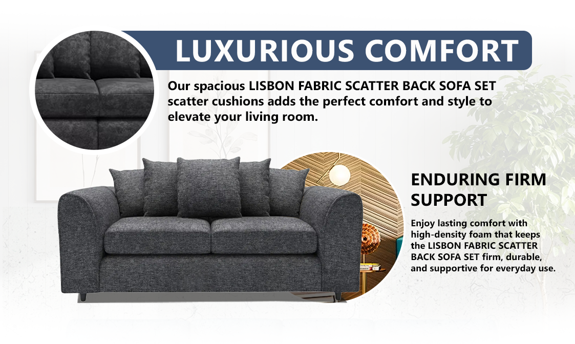 Lisbon Fabric Scatter Back Sofa Set extra image 2