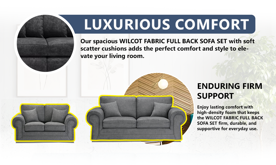 Wilcot Fabric Full Back Sofa Set extra image 2