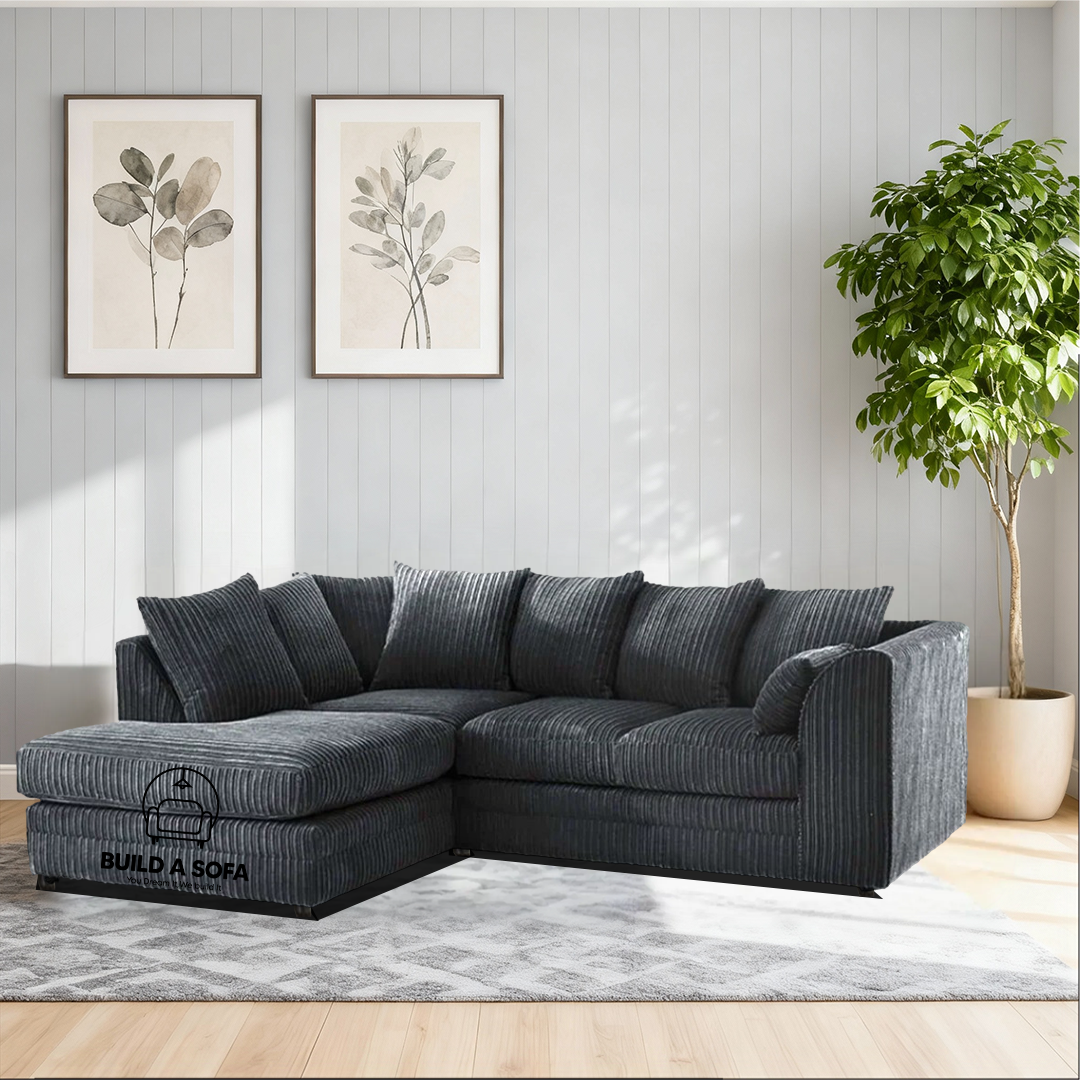 Jumbo Cord Fabric Corner Scatter Back Sofa