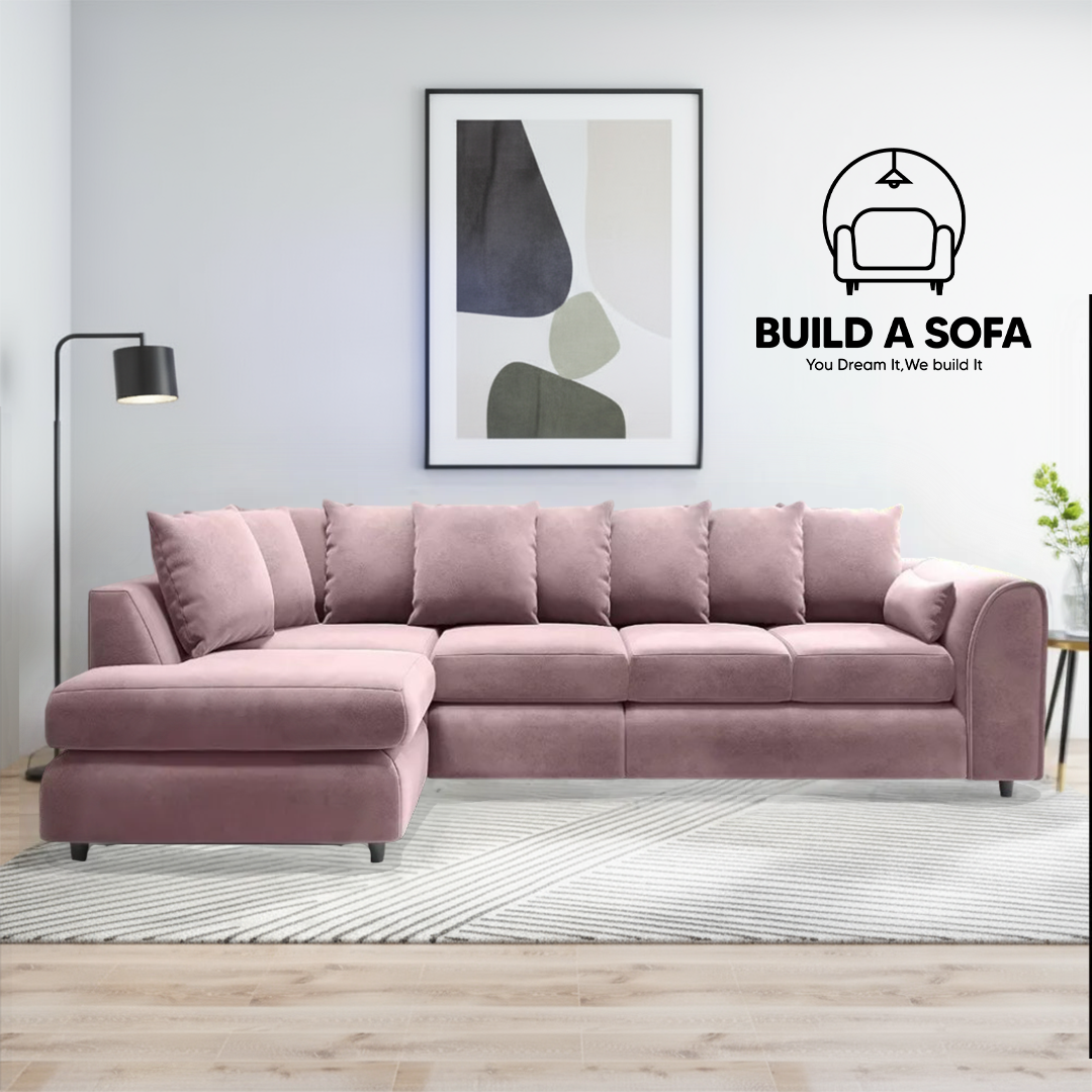 Plush Velvet Scatter Back XL L Shape Sofa