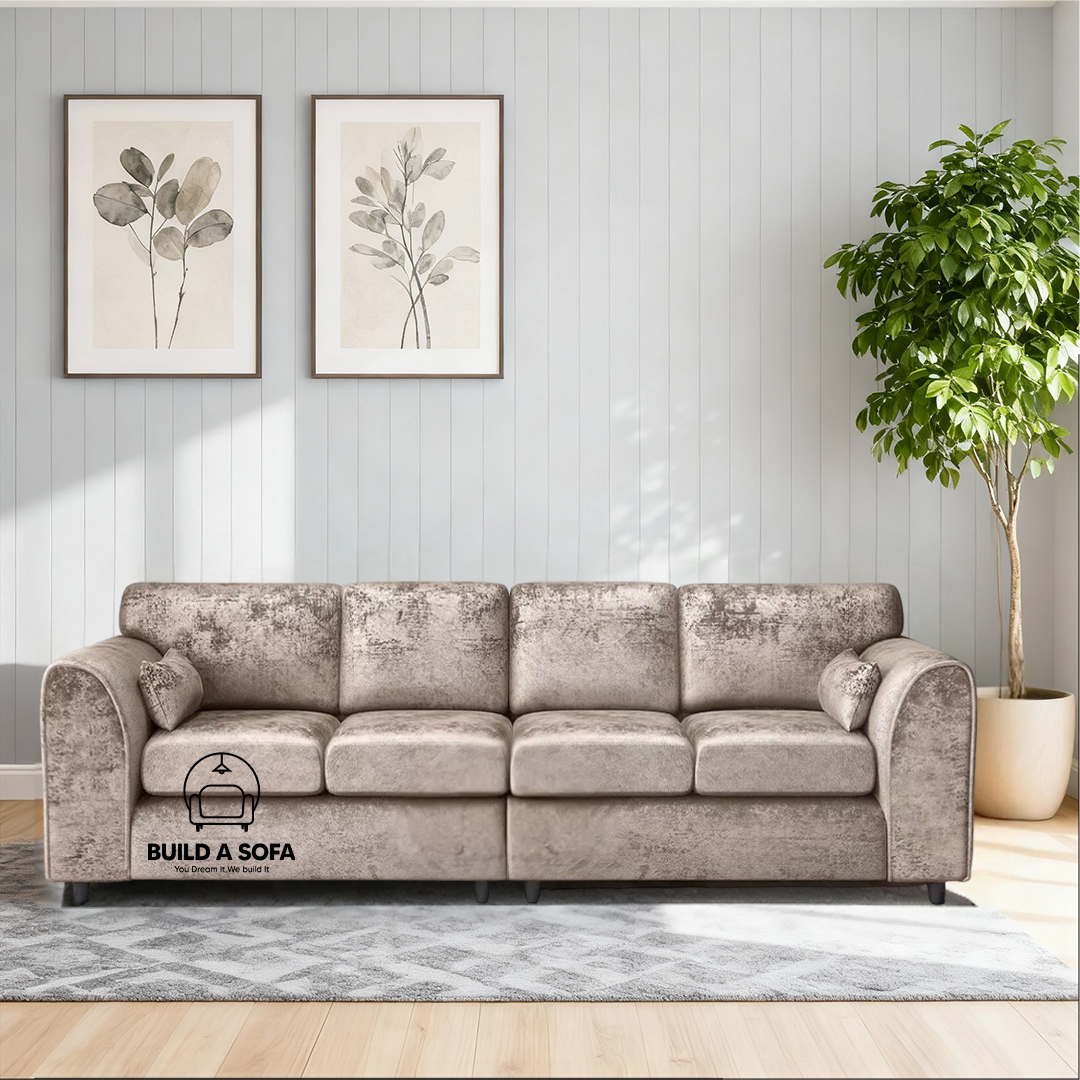 Crushed Velvet 4 Seater Full Back Sofa
