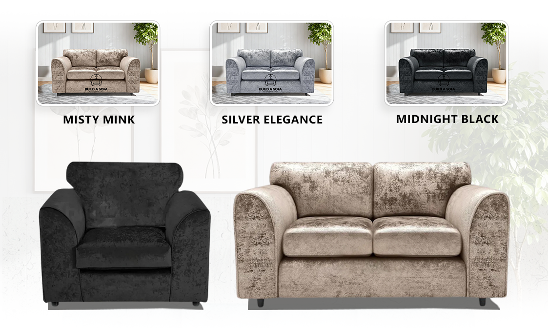 Crushed Velvet Full Back Sofa Set extra image 2