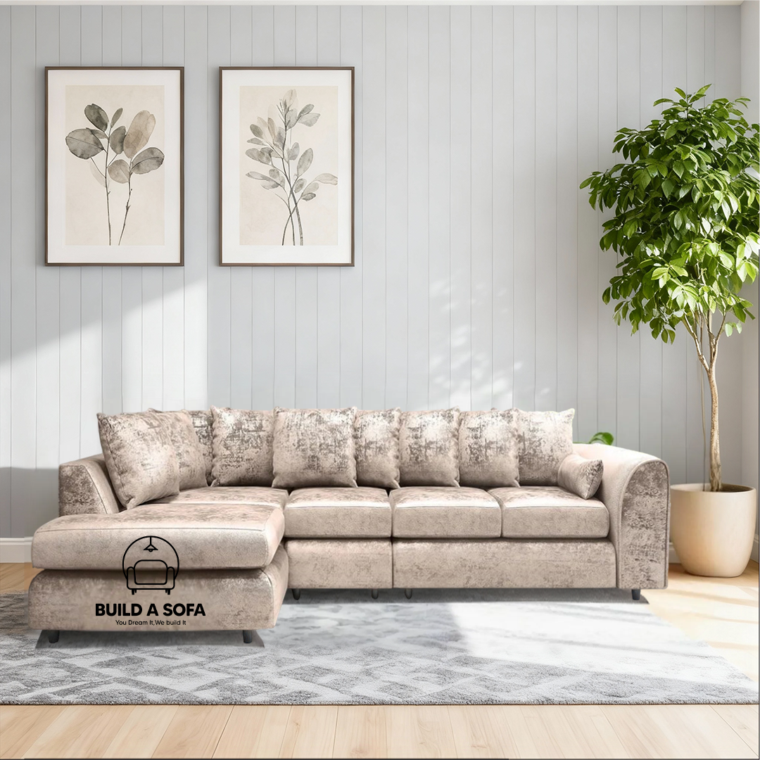 Crushed Velvet Scatter Back XL L Shape Sofa