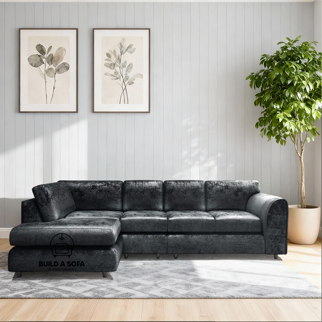 Crushed Velvet Full Back XL L Shape Sofa