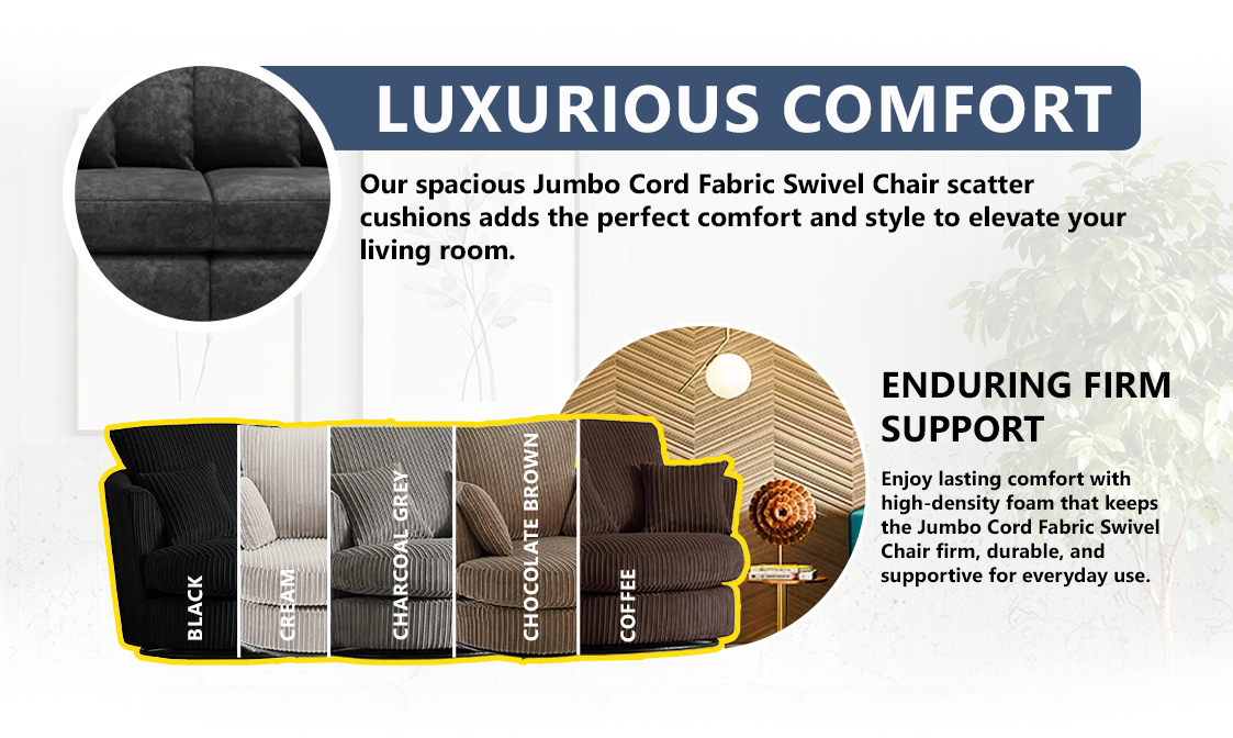 Jumbo Cord Fabric Swivel Chair extra image 2