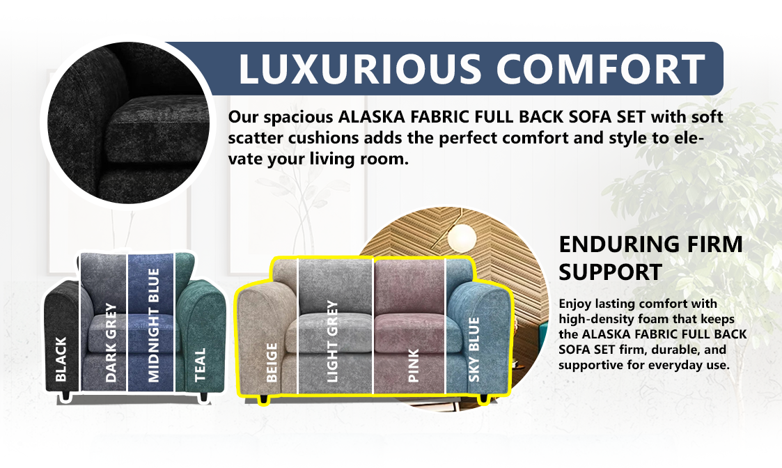 Alaska Fabric Full Back Sofa Set extra image 3